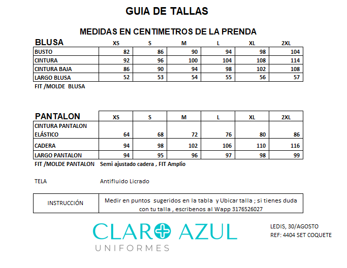 UNIFORME ANTIFLUIDO STRETCH COQUETTE