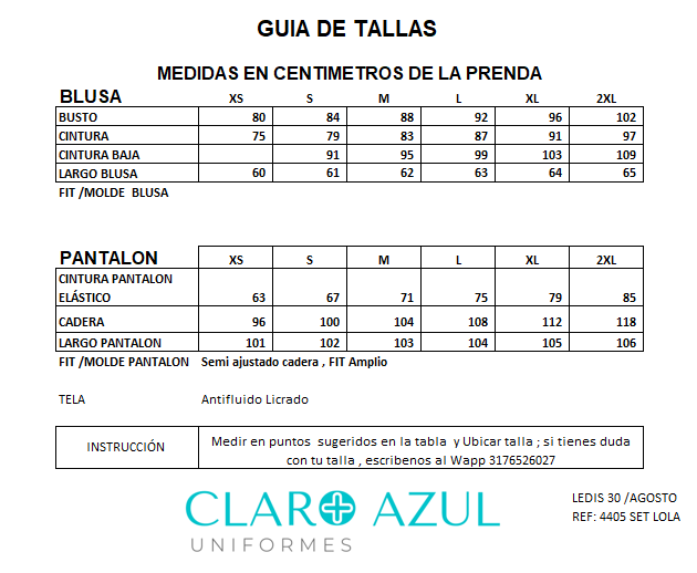 UNIFORME ANTIFLUIDO STRETCH LOLA